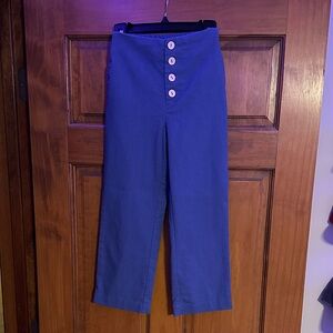 franki Blue Button Linen Pants